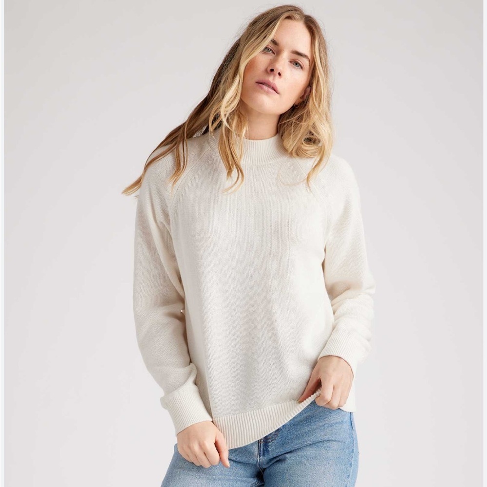 Quince Women's Organic Cotton Cream Turtleneck Sweater